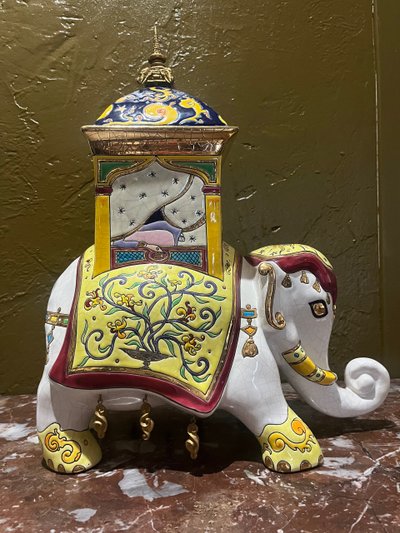 Box / elephant - Longwy - Jean Boggio - France - 20th century