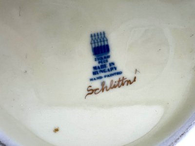 Openwork Zsolnay porcelain planter – Signed Schlittné – Hungary, circa 1950