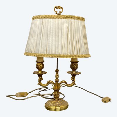 Lampada bouillote neoclassica in bronzo dorato, XIX secolo