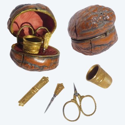 Miniature Sewing Kit for Children Dolls in a Nutshell