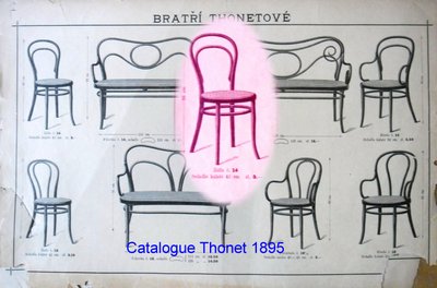 Deux chaises N°14 Thonet assise bois, état original, 1890