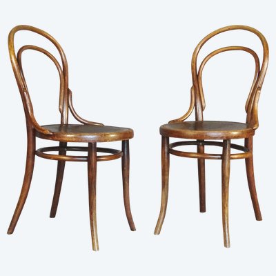 Deux chaises N°14 Thonet assise bois, état original, 1890