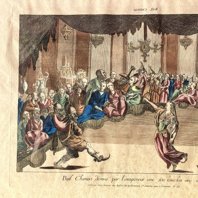 Rare vue d'optique, le bal chinois, XVIIIème siècle