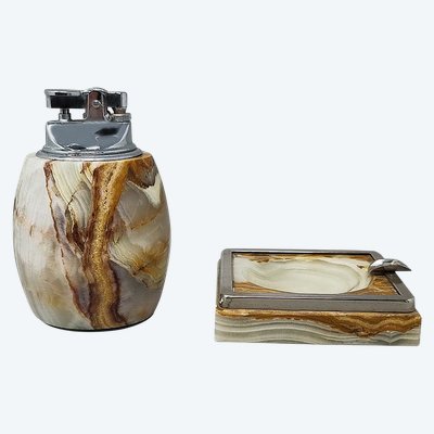 Splendido set da fumo anni '60 in onice. Prodotto in Italia.