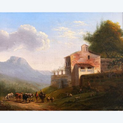Louis-Auguste LAPITO 1803-1874 Paesaggio italiano, dipinto, circa 1825-30 Romanticismo Bertin