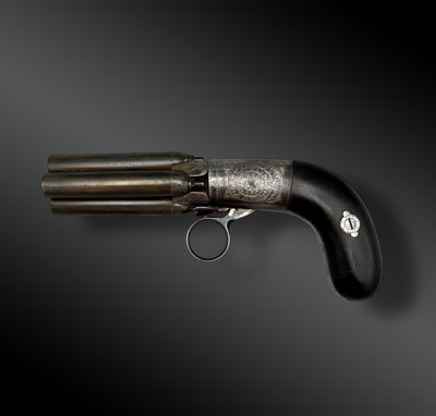 Revolver Pepperbox firmato MARIETTE - Liegi, Belgio - XIX secolo
