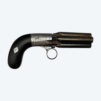Revolver Pepperbox firmato MARIETTE - Liegi, Belgio - XIX secolo