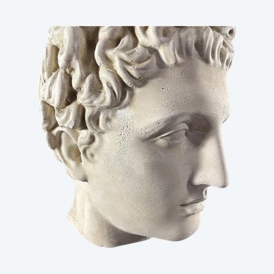 Italia, anni '70/'80, Testa in gesso di soggetto antico raffigurante un giovane.