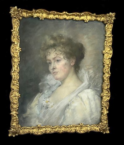 PASTEL SOUS VERRE ENCADRÉ DU XIXe REPRESENTANT UN PORTRAIT DE FEMME ELEGANTE