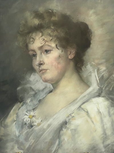 PASTEL SOUS VERRE ENCADRÉ DU XIXe REPRESENTANT UN PORTRAIT DE FEMME ELEGANTE