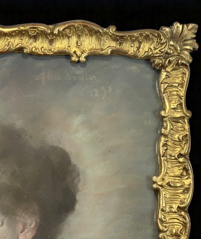 PASTEL SOUS VERRE ENCADRÉ DU XIXe REPRESENTANT UN PORTRAIT DE FEMME ELEGANTE