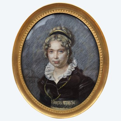 Machera Ferdinand, Miniature on Paper 1820, Madame Devilleneuve