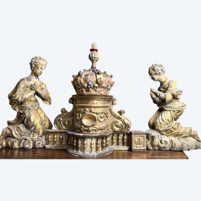Coppia di angeli e galleria dell'altare - XVII secolo