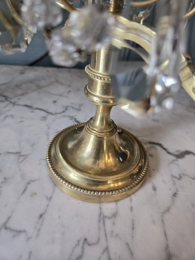 Coppia di Girandoles in cristallo e bronzo dorato, periodo Napoleone III – Francia, circa 1860.