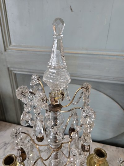 Coppia di Girandoles in cristallo e bronzo dorato, periodo Napoleone III – Francia, circa 1860.