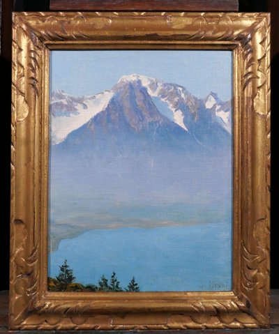 Jean MENNI 1880-1954 Schweiz, Landschaft des Engadins, St. Moritz, Graubünden, Bergmalerei