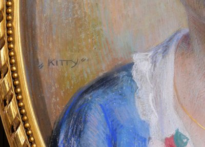 Willy SLUITER 1873-1949 Portrait of a woman "Kitty", 1919 painting pastel drawing Netherlands