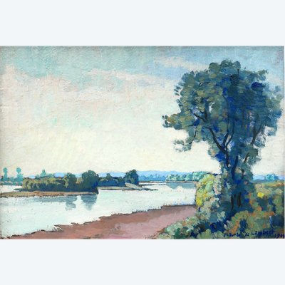 Maurice de Lambert 1873-1953 La Charité-sur-Loire, paesaggio, Nièvre, pittura, Loira