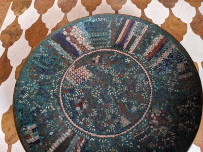 Large round cloisonné enamel dish