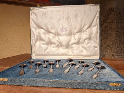 A set of 12 mocha spoons