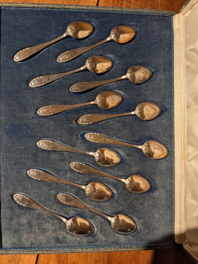 A set of 12 mocha spoons