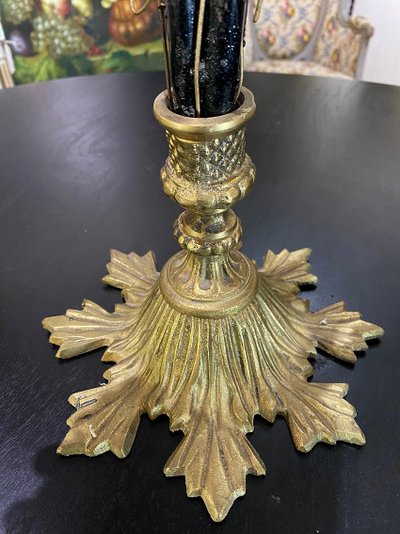 Table lamp with four light arms, globes in the shape of bunches of grapes. Murano 20th century