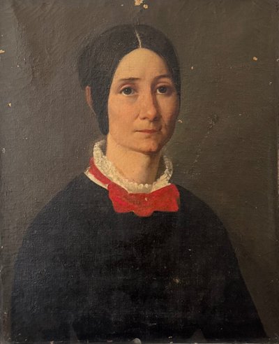 Ritratto di una donna con una sciarpa rossa