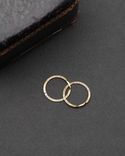 Alliance jumelée ancienne en or 18k, 1842, Alliance française ancienne, mariage, fiançailles