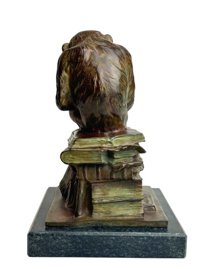 Wolfgang Hugo Rheinhold scultura in bronzo Scimmia con teschio