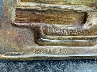 Wolfgang Hugo Rheinhold scultura in bronzo Scimmia con teschio