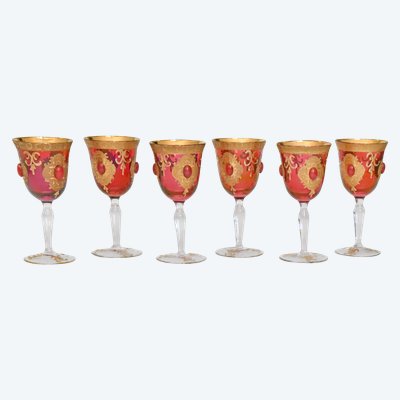Set di 6 bicchieri in vetro con stelo 