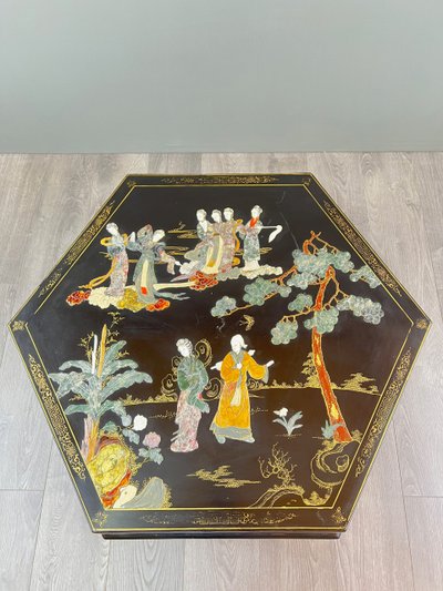 Table Basse Hexagonale Asiatique, XXe Siècle