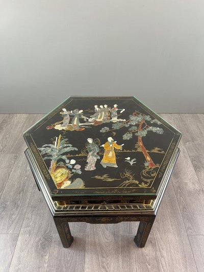 Table Basse Hexagonale Asiatique, XXe Siècle