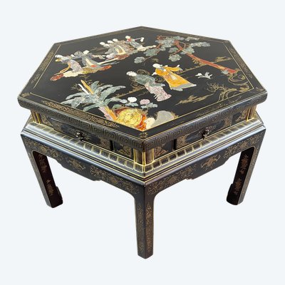 Table Basse Hexagonale Asiatique, XXe Siècle