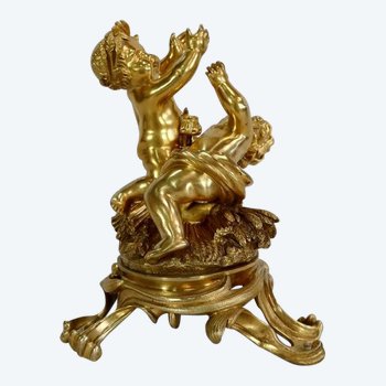  Gruppo in bronzo dorato in stile Luigi XV, periodo Napoleone III - circa 1850