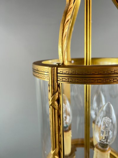 Pair of Bronze and Brass Lanterns, 20th Century