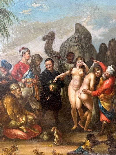 Der Sklavenmarkt, signiert J. Muller, Ölgemälde, 19. Jahrhundert