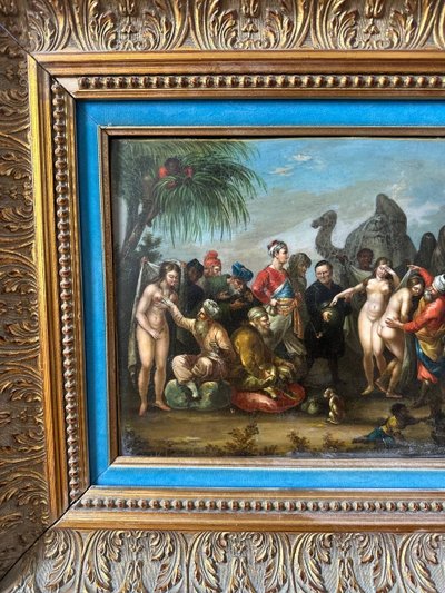 Der Sklavenmarkt, signiert J. Muller, Ölgemälde, 19. Jahrhundert