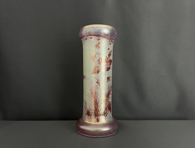 Large Art Nouveau Style Enameled Glass Vase