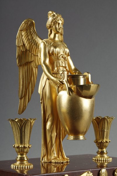 Calamaio in bronzo dorato e marmo rosso griotte, periodo Impero, inizi del XIX secolo
