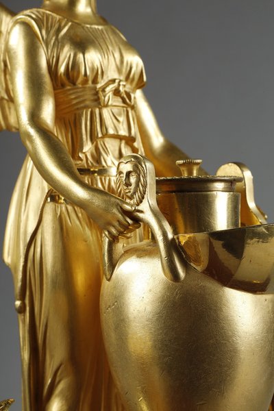 Calamaio in bronzo dorato e marmo rosso griotte, periodo Impero, inizi del XIX secolo