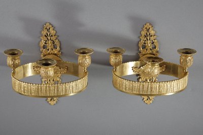 PAIR OF RESTAURATION-PERIOD ORMOLU SCONCES
