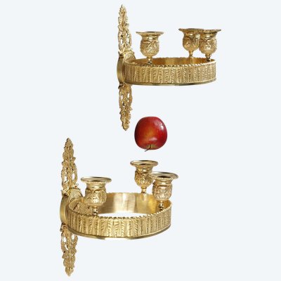 PAIR OF RESTAURATION-PERIOD ORMOLU SCONCES