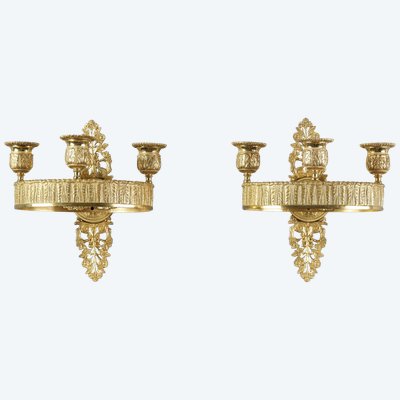 PAIR OF RESTAURATION-PERIOD ORMOLU SCONCES