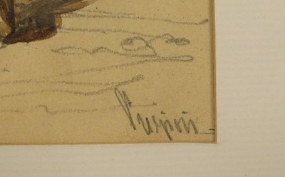 Dessin Orientaliste Amedeo Preziosi Femmes Ottomanes Enfants Istanbul XIXè