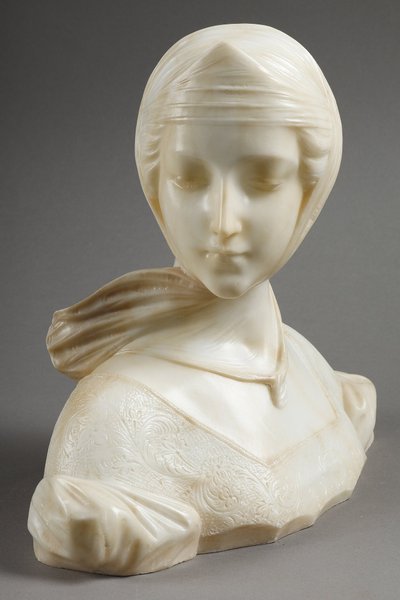 Busto di giovane donna in alabastro, firmato sul retro "A Genna" - Amadéo Gennarelli (1881-1943)
