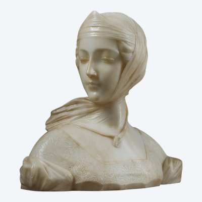 Busto di giovane donna in alabastro, firmato sul retro "A Genna" - Amadéo Gennarelli (1881-1943)