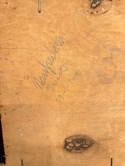 Antico dipinto ad olio, Manfredini, 1944, Trieste, natura morta, 47x38 cm