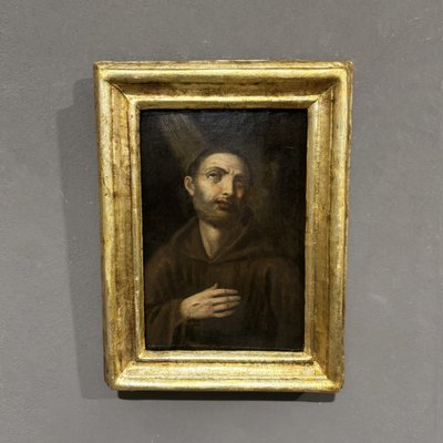 Antikes Ölgemälde auf Holz aus dem 18. Jahrhundert, Heiliger Franziskus