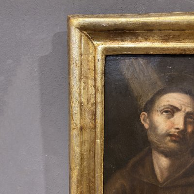 Antikes Ölgemälde auf Holz aus dem 18. Jahrhundert, Heiliger Franziskus